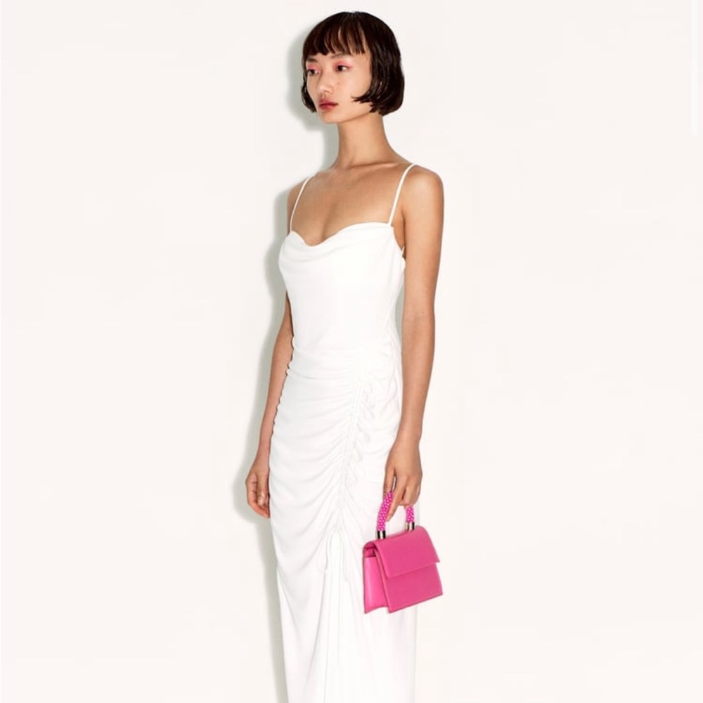 ZARA MIDI DRESS WITH DRAPED DETAIL